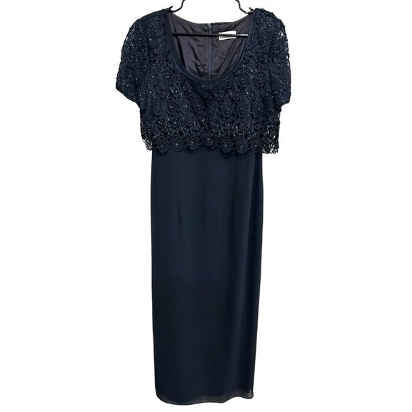 After Dark Womens Black Lace Overlay Short Sleeve Whimsygoth Dress Size 12 - Picture 1 of 12